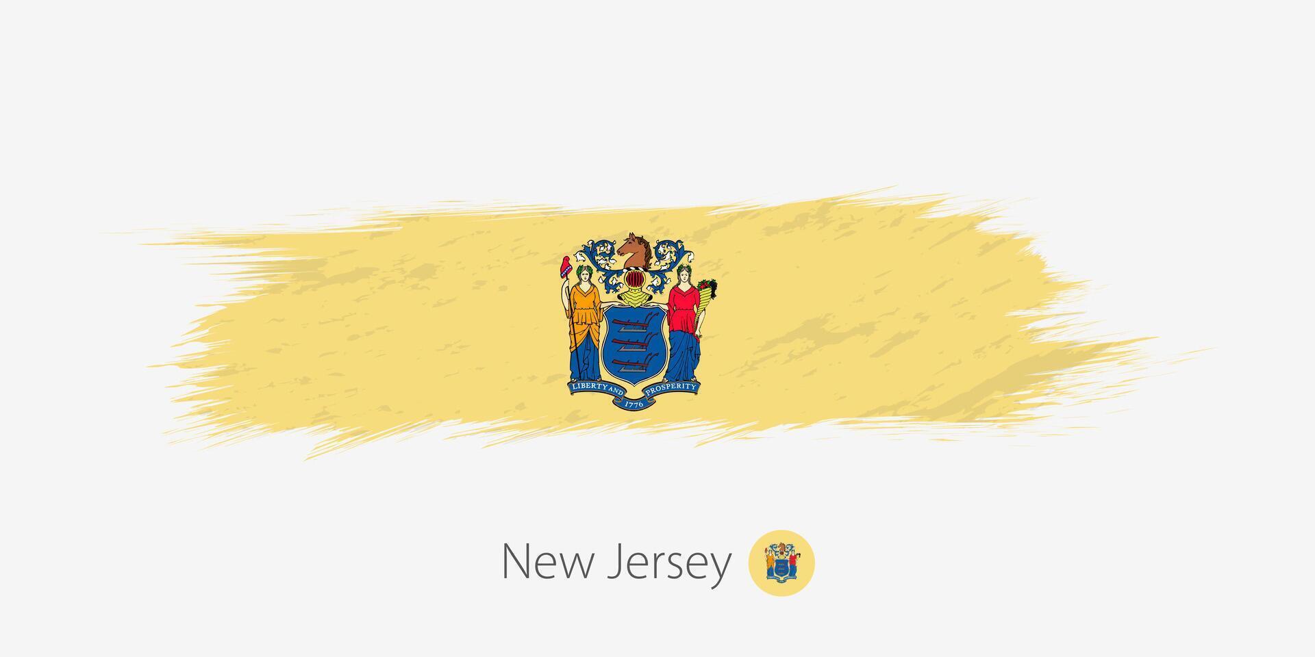 vlag van nieuw Jersey ons staat, grunge abstract borstel beroerte Aan grijs achtergrond. vector