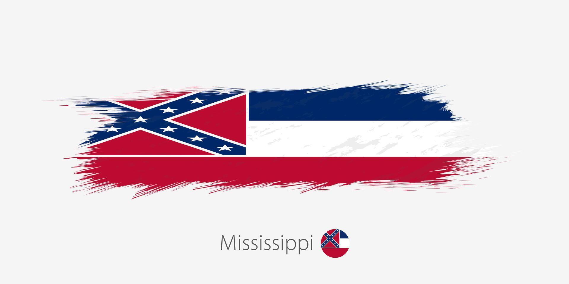 vlag van Mississippi ons staat, grunge abstract borstel beroerte Aan grijs achtergrond. vector