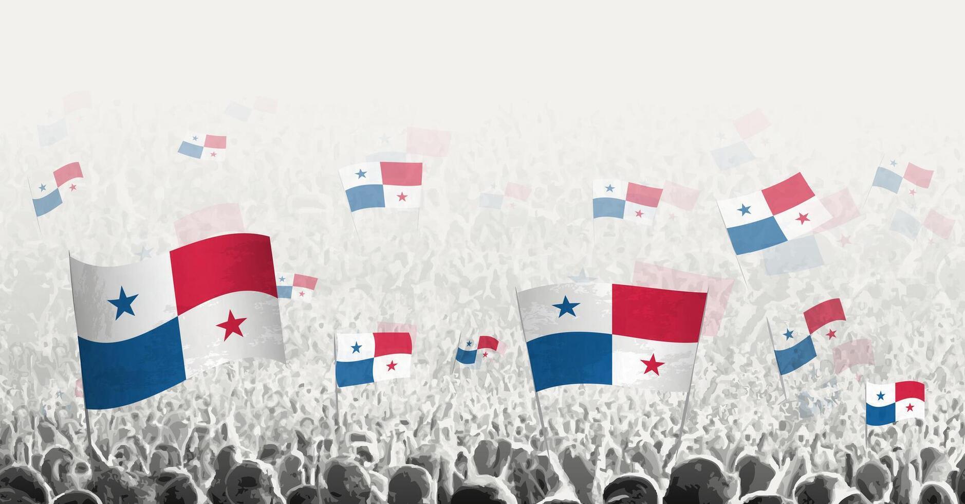 abstract menigte met vlag van Panama. volkeren protest, revolutie, staking en demonstratie met vlag van Panama. vector