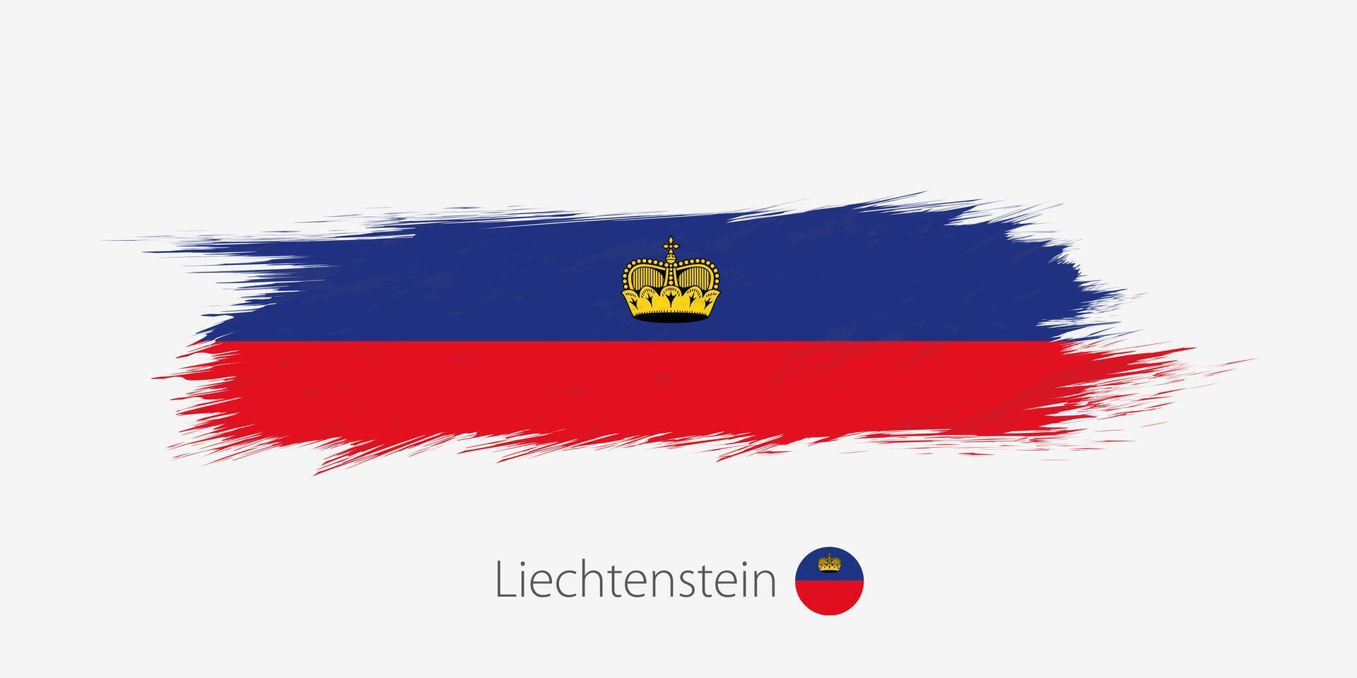 vlag van Liechtenstein, grunge abstract borstel beroerte Aan grijs achtergrond. vector