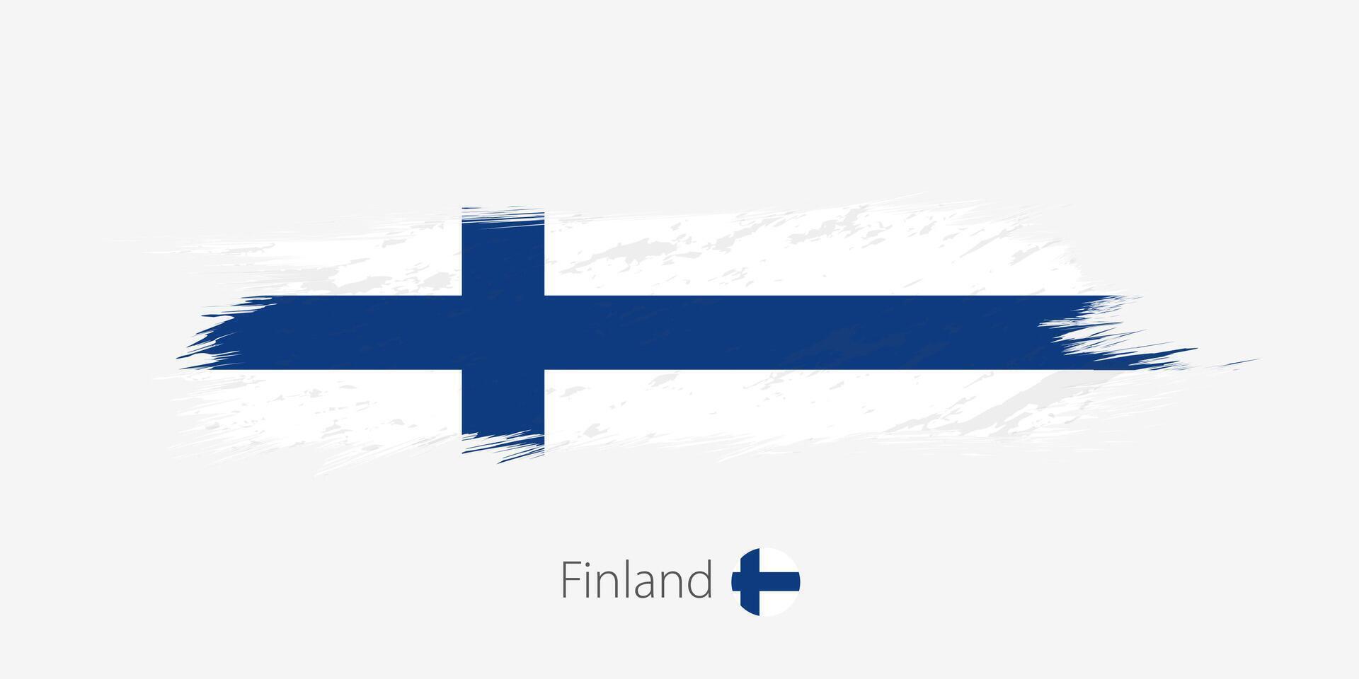 vlag van Finland, grunge abstract borstel beroerte Aan grijs achtergrond. vector