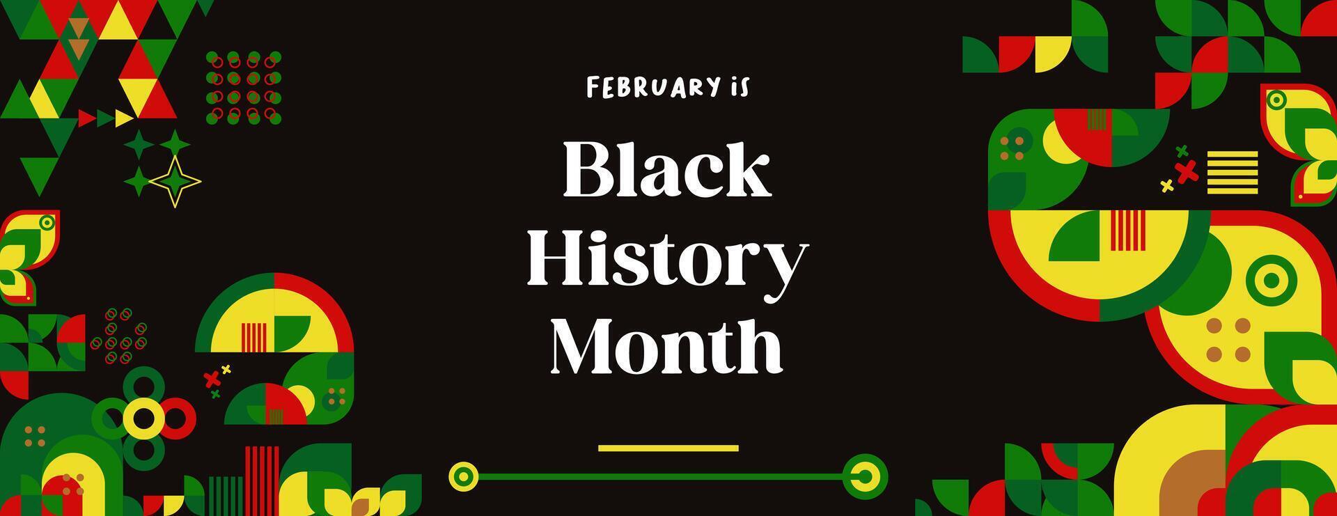 vieren zwart geschiedenis maand in modern meetkundig stijl. groet banier met typografie. illustratie voor zwart geschiedenis maand 2024 vector