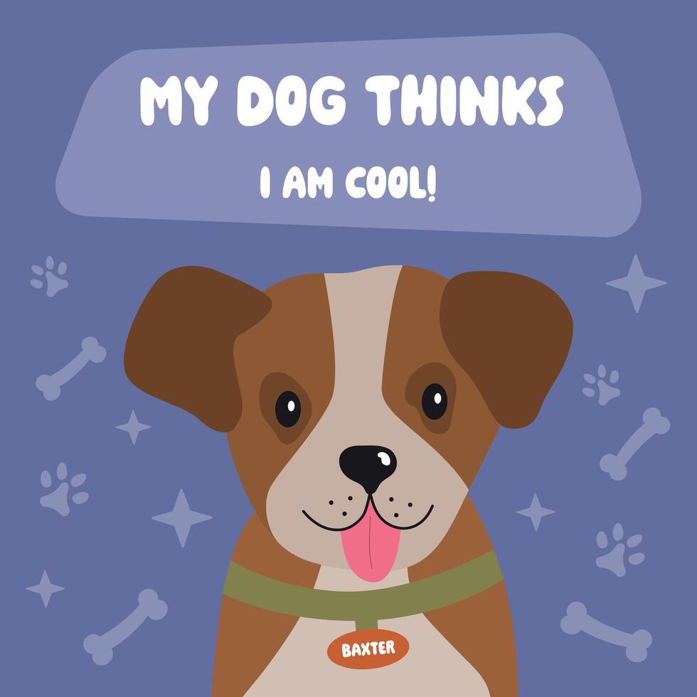 mijn hond denkt ik ben koel. schattig grappig hond illustratie voor affiches, kaarten, t overhemden, spandoeken, huisdier winkels, huis decor, hond mama. grappig huisdier vector gezegde met poot, hart en bot.