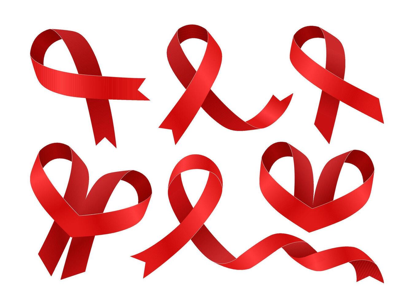 wereld AIDS dag. groot reeks van rood linten. vector vlak illustratie.