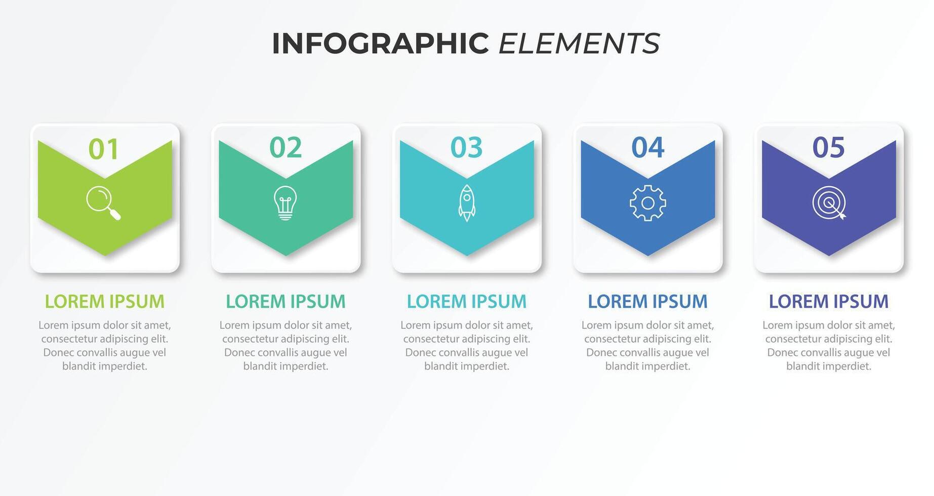 bedrijf infographics. tijdlijn met 5 stappen, opties, vierkanten. vector sjabloon.