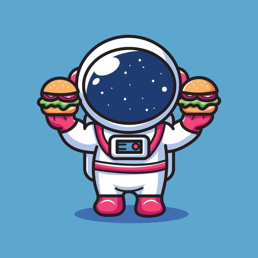 schattig vector ontwerp illustratie van astronaut hamburger