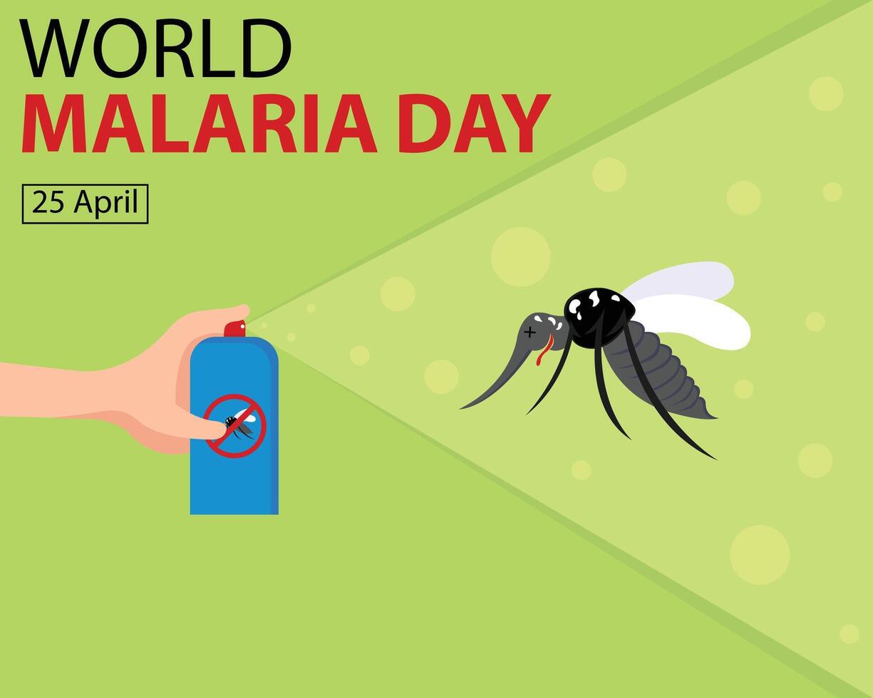 illustratie vector grafisch van hand- doden muggen met insect afstotend spuiten, perfect voor Internationale dag, wereld malaria dag, vieren, groet kaart, enz.