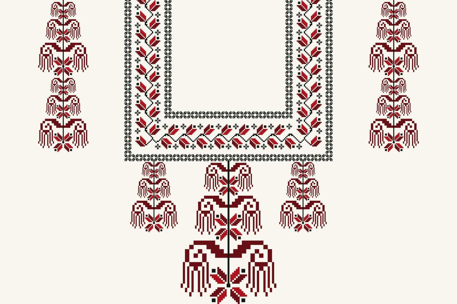 etnisch nek borduurwerk bloemen patroon. etnisch halslijn bloemen ontwerp. meetkundig halslijn traditioneel steek patroon. borduurwerk halsband overhemden mode. etnisch vrouw blouse, kleding mode. vector