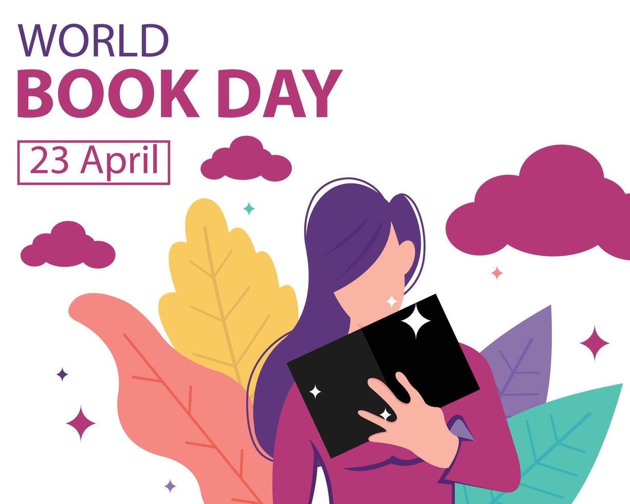 illustratie vector grafisch van een vrouw is Holding een boek met een hand, perfect voor Internationale dag, wereld boek dag, vieren, groet kaart, enz.