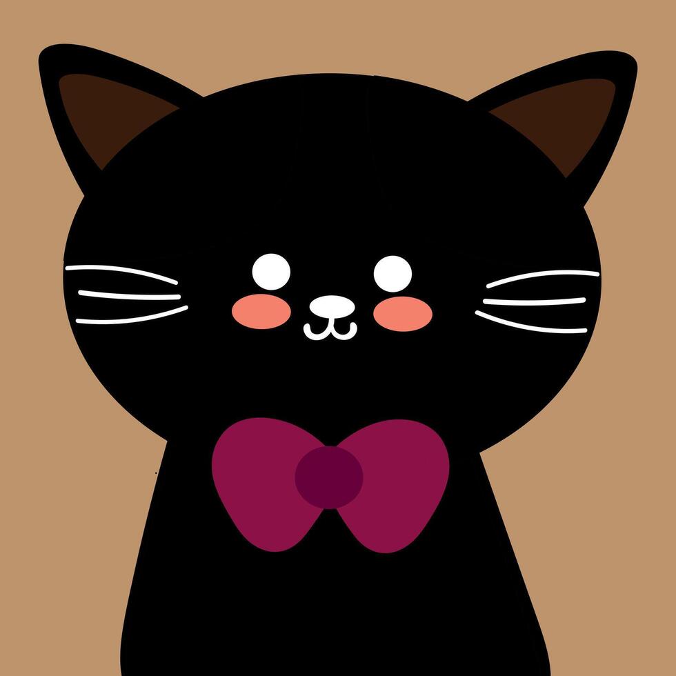 illustratie van een zwart kat vervelend een stropdas met schattig handschrift. schattig achtergronden, achtergronden en kaarten vector