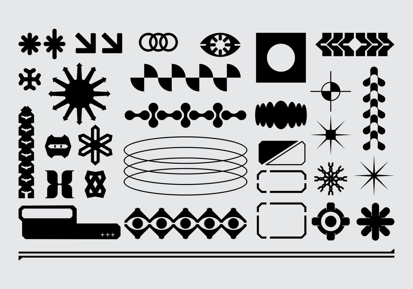 futuristische abstract Bedrijfsmiddel verzameling zuur vorm vector icoon y2k bundel hud koppel spel technologie gescheiden bewerkbare