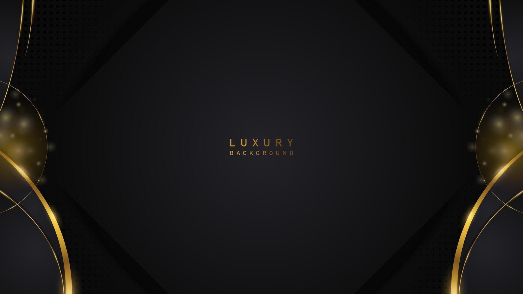 abstract luxe zwart achtergrond met glimmend goud lijn vector ontwerp. luxe premie ontwerp