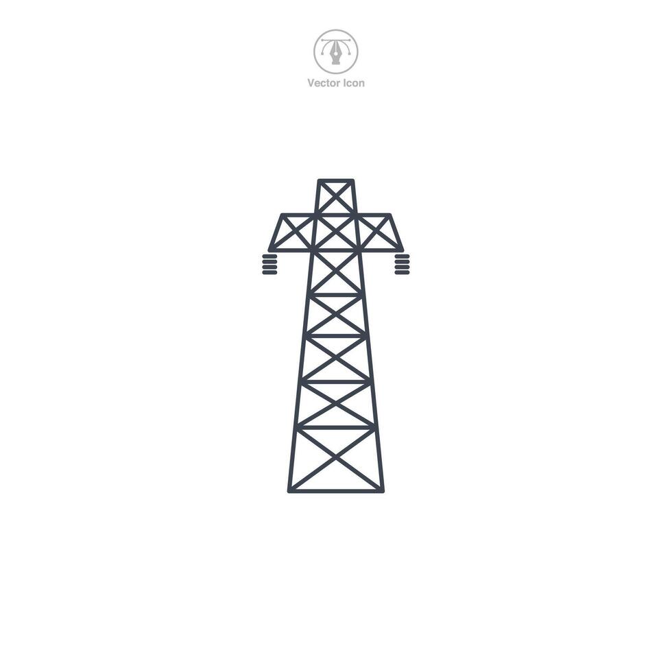 toren hoog Spanning pyloon macht transmissie icoon symbool vector illustratie geïsoleerd Aan wit achtergrond