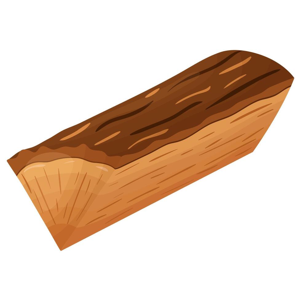 een log, een houten materiaal, een log in een sectie. vector illustratie Aan een wit achtergrond.