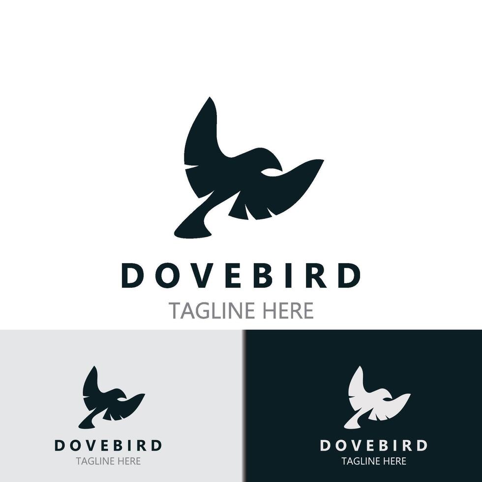 duif vogel elegant vliegend logo ontwerp natuur dieren in het wild etiket stijl wijnoogst beeld vector