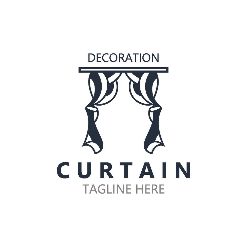 gordijn logo decoratie stijl minimalistische elegant vector ontwerp illustratie