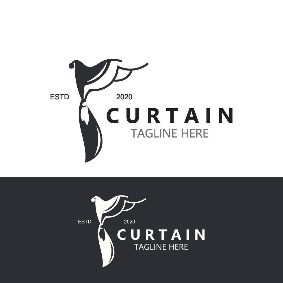 gordijn logo decoratie stijl minimalistische elegant vector ontwerp illustratie