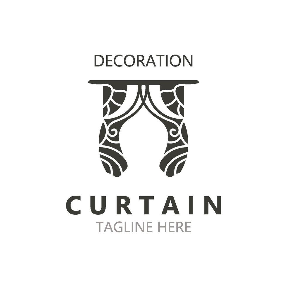 gordijn logo decoratie stijl minimalistische elegant vector ontwerp illustratie