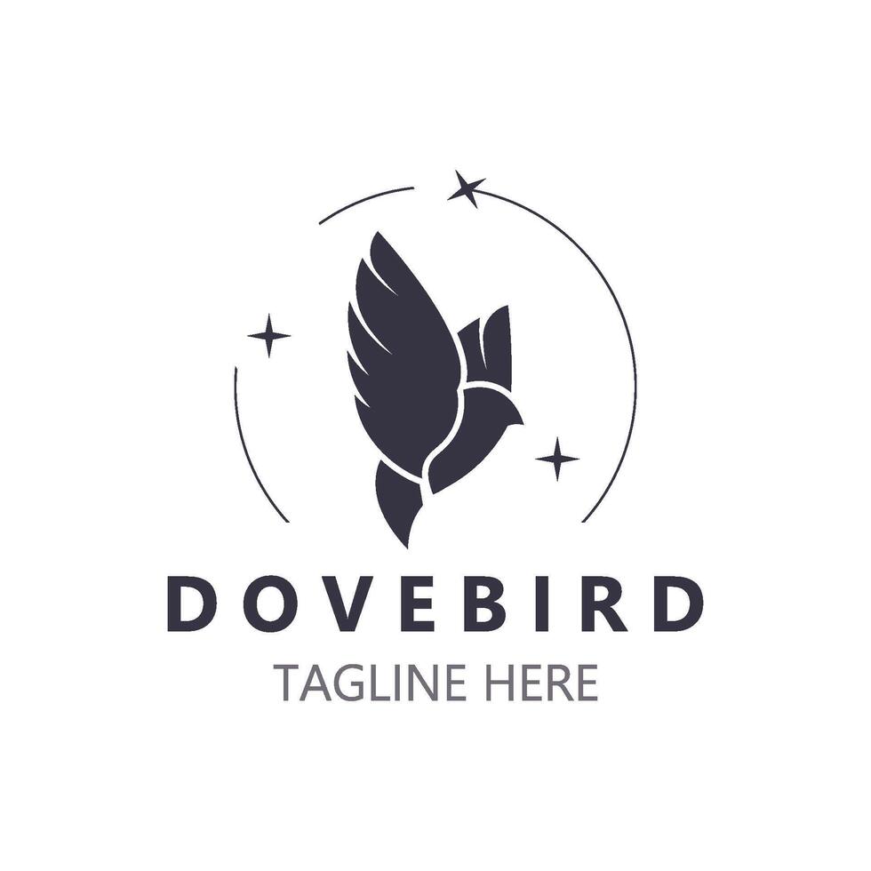 duif vogel elegant vliegend logo ontwerp natuur dieren in het wild etiket stijl wijnoogst beeld vector