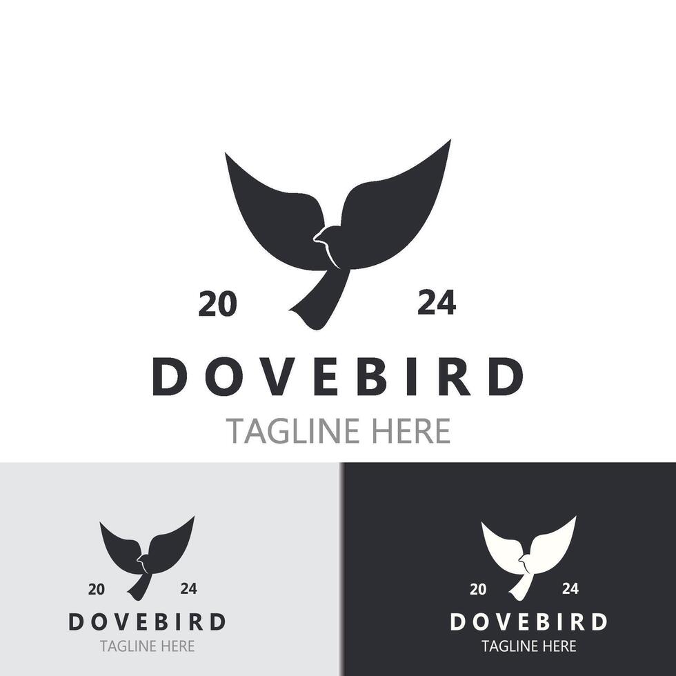 duif vogel elegant vliegend logo ontwerp natuur dieren in het wild etiket stijl wijnoogst beeld vector