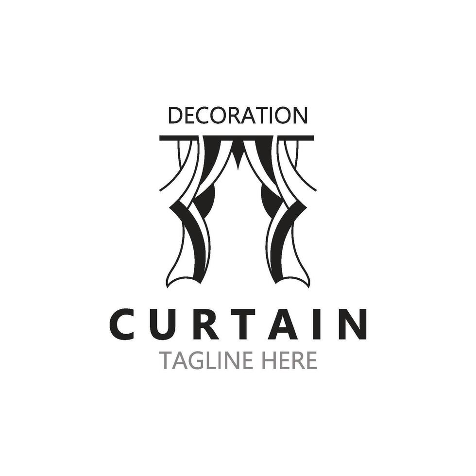 gordijn logo decoratie stijl minimalistische elegant vector ontwerp illustratie