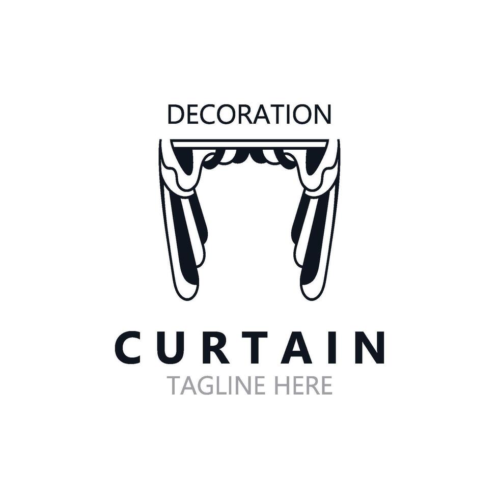 gordijn logo decoratie stijl minimalistische elegant vector ontwerp illustratie