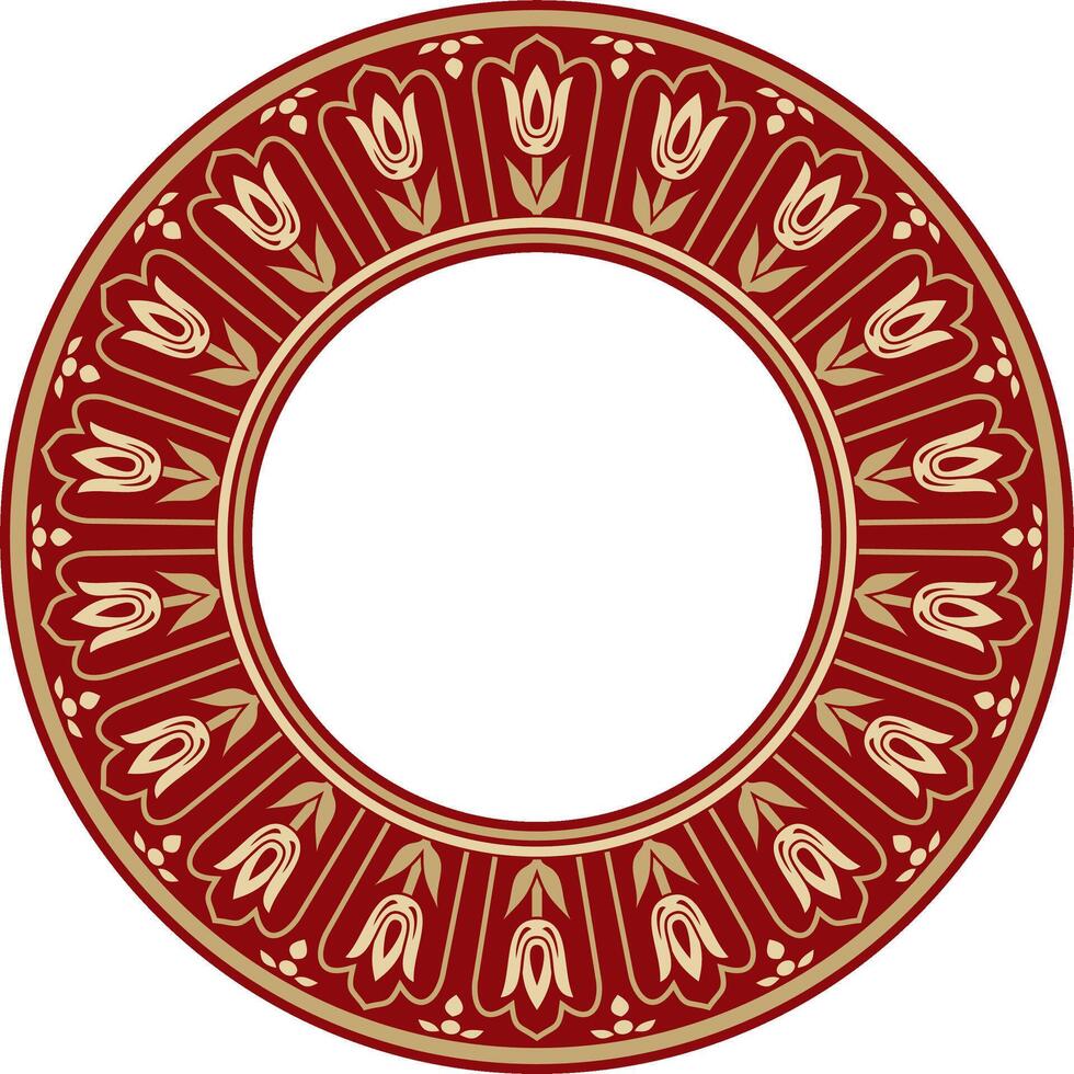vector goud met rood ronde Turks ornament. poef cirkel, ring, kader