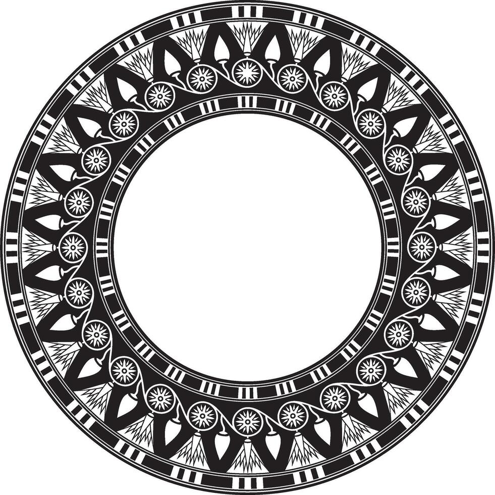 vector ronde zwart monochroom Egyptische ornament. eindeloos cirkel grens, oude Egypte kader