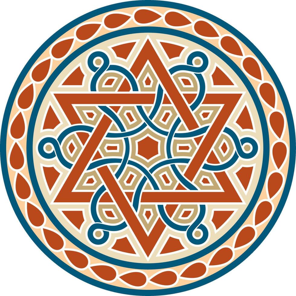 vector gekleurde ronde Joods ornament. ster van david. semitisch cirkel, ring