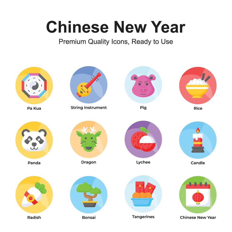 premie kwaliteit Chinese nieuw jaar pictogrammen set, klaar naar gebruik vectoren