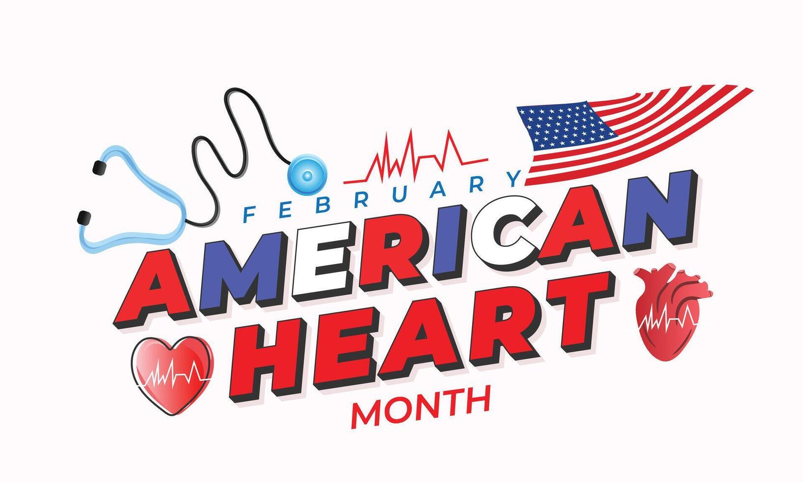 Amerikaans hart maand. achtergrond, banier, kaart, poster, sjabloon. vector illustratie.