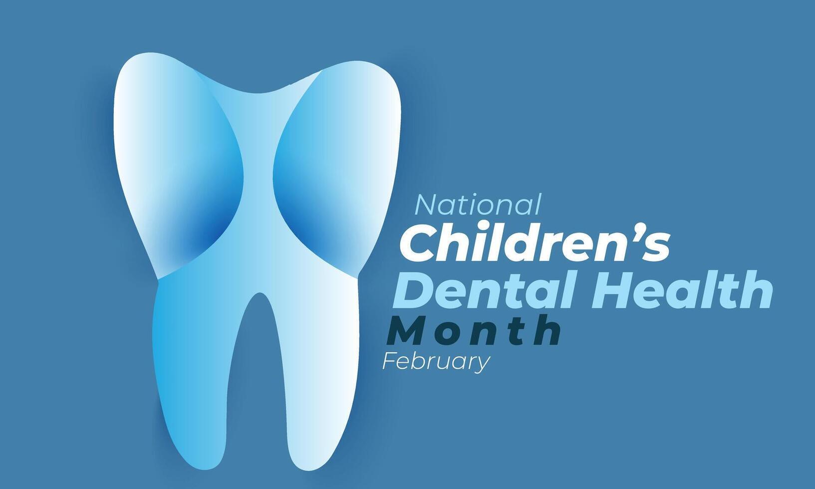 nationaal kinderen tandheelkundig Gezondheid maand. achtergrond, banier, kaart, poster, sjabloon. vector illustratie.