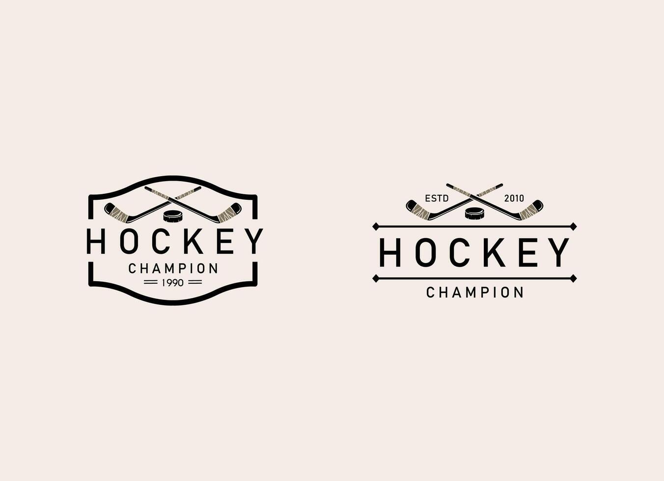 ijs hockey liga. wijnoogst hockey embleem met hockey signalen. logo sjabloon voor team, club, liga, toernooi vector