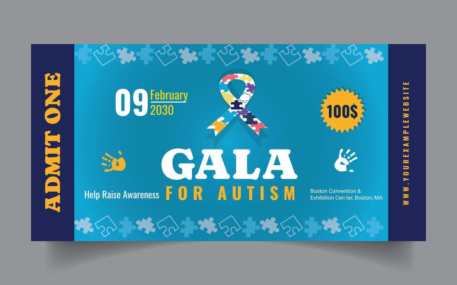 kaartjes ontwerp voor bewustzijn autisme bewustzijn verloten ticket vector