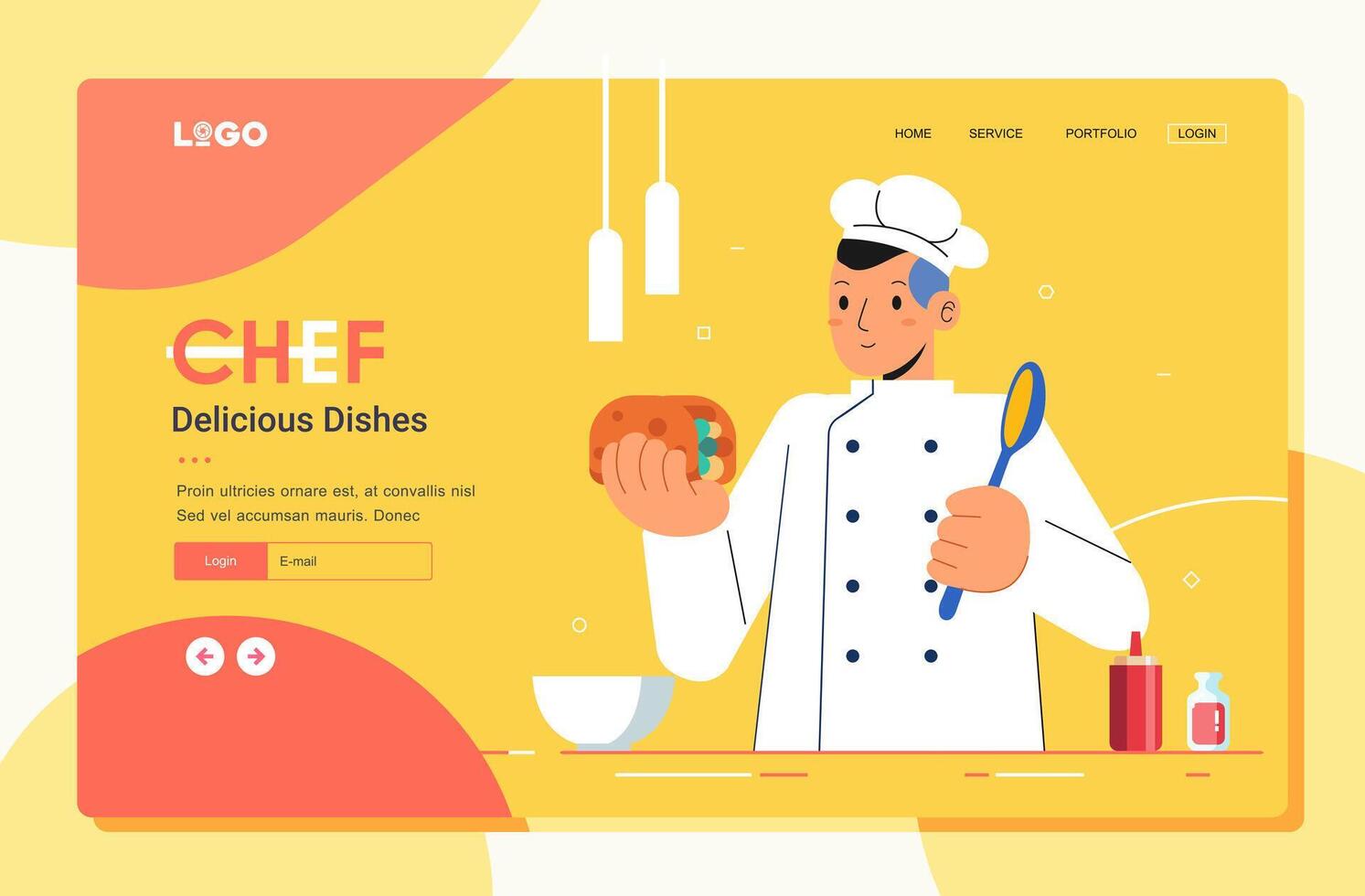 chef koken illustratie landen bladzijde website banier sjabloon gebruiker koppel Mens mannetje vector