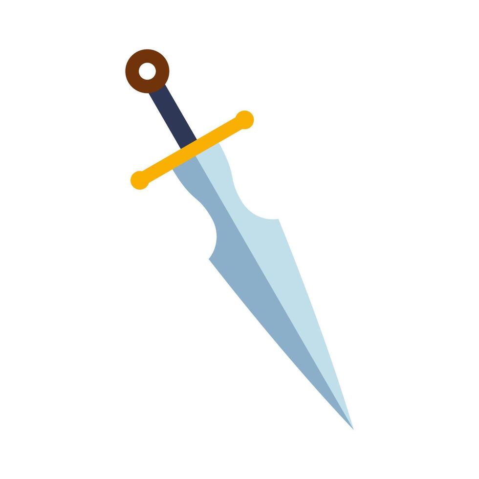 magisch tekenfilm staal zwaard, ridder wapen of mes blad. fantasie spel wapen icoon in vlak stijl. vector illustratie