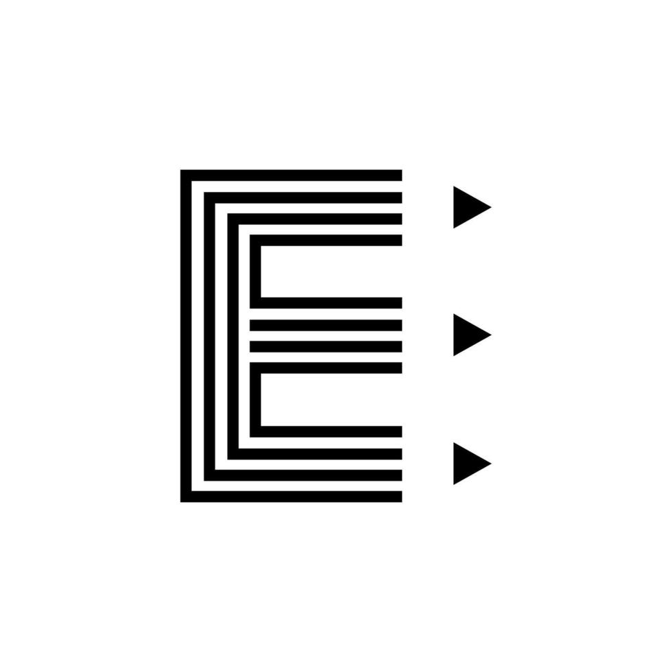 eerste brief e met potlood logo ontwerp icoon sjabloon element. brief e potlood logo ontwerp vector illustratie.