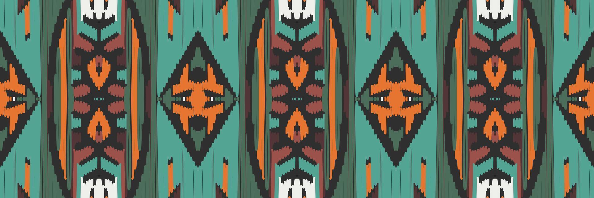 etnische ikat naadloze patroon in tribal. ontwerp voor achtergrond, behang, vectorillustratie, stof, kleding, tapijt, textiel, batik, borduurwerk. vector