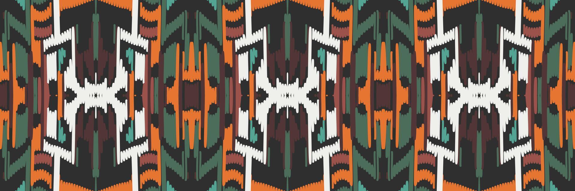 etnische ikat naadloze patroon in tribal. ontwerp voor achtergrond, behang, vectorillustratie, stof, kleding, tapijt, textiel, batik, borduurwerk. vector