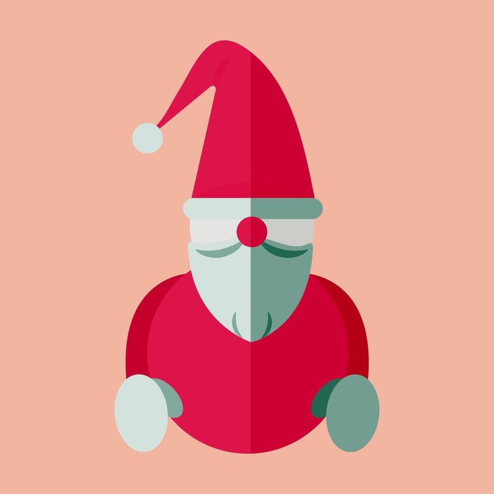 minimalistische illustratie door de kerstman claus. rood pak, wit baard en Kerstmis hoed. nieuw jaar karakter. modern vlak stijl. vector