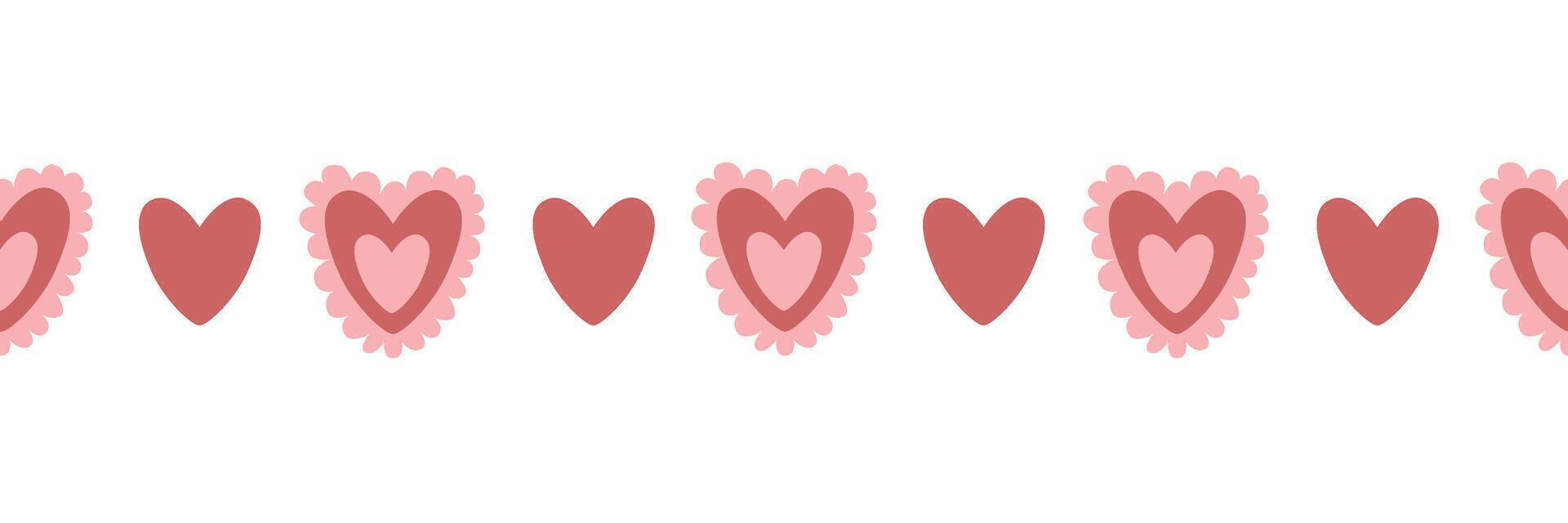 naadloos valentijnsdag dag grens. zoet harten. geïsoleerd vector illustratie. voor websites, groet kaarten, verpakking
