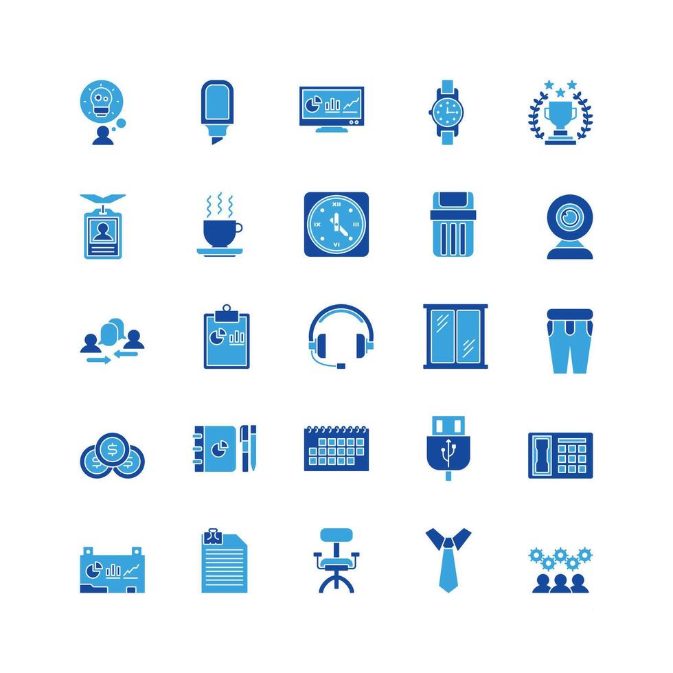 kantoor icoon reeks glyph icoon verzameling. met pictogrammen. vector