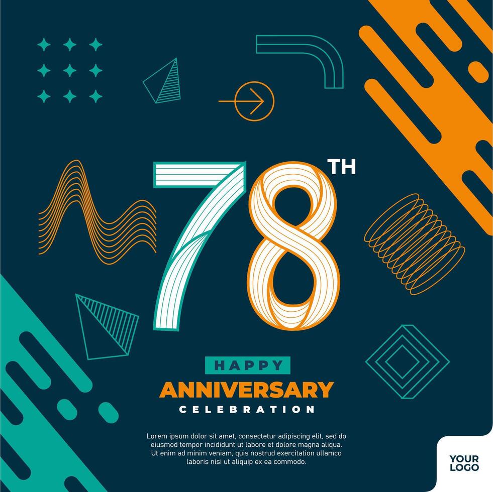 78ste verjaardag viering logotype met kleurrijk abstract meetkundig vorm y2k achtergrond vector