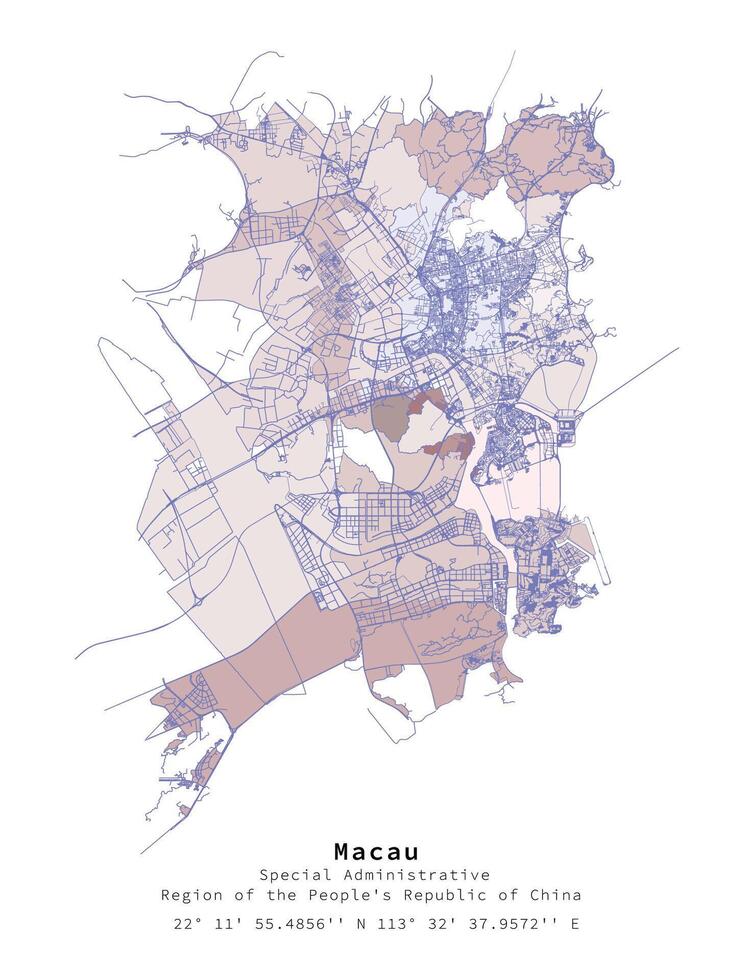 straat kaart van macau, speciaal administratief regio van de mensen republiek van China vector