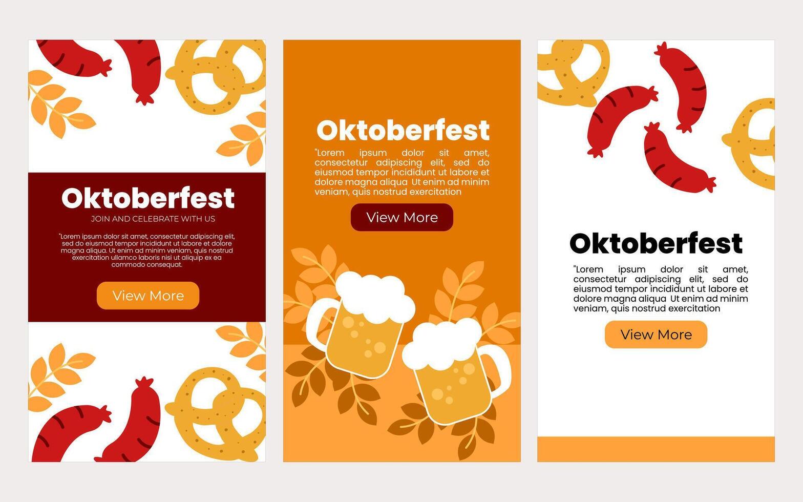 Oktoberfest sociaal media banners sjabloon. poster, omslag, met hand- getrokken element vector illustratie