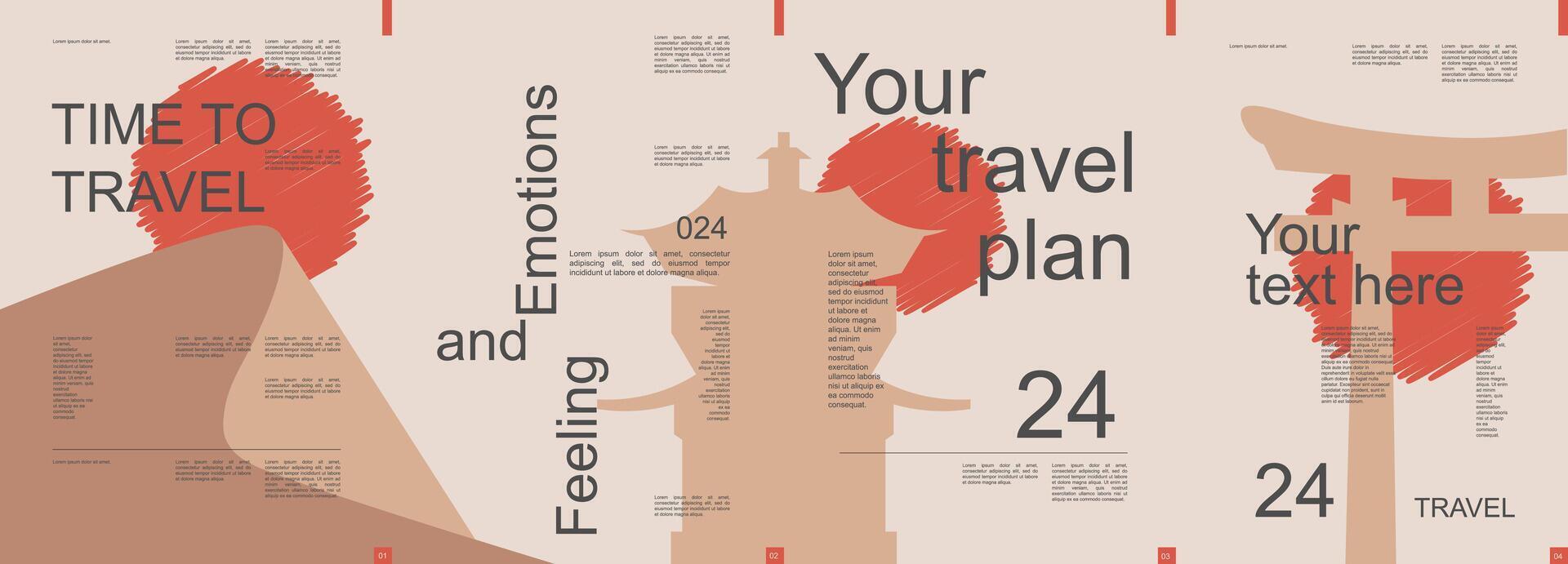 reizen modern banier met modieus minimalistische typografie ontwerp. poster Sjablonen met China architectuur en wereldwijd oriëntatiepunten en tekst elementen voor vakantie tour en reizend. vector illustratie.