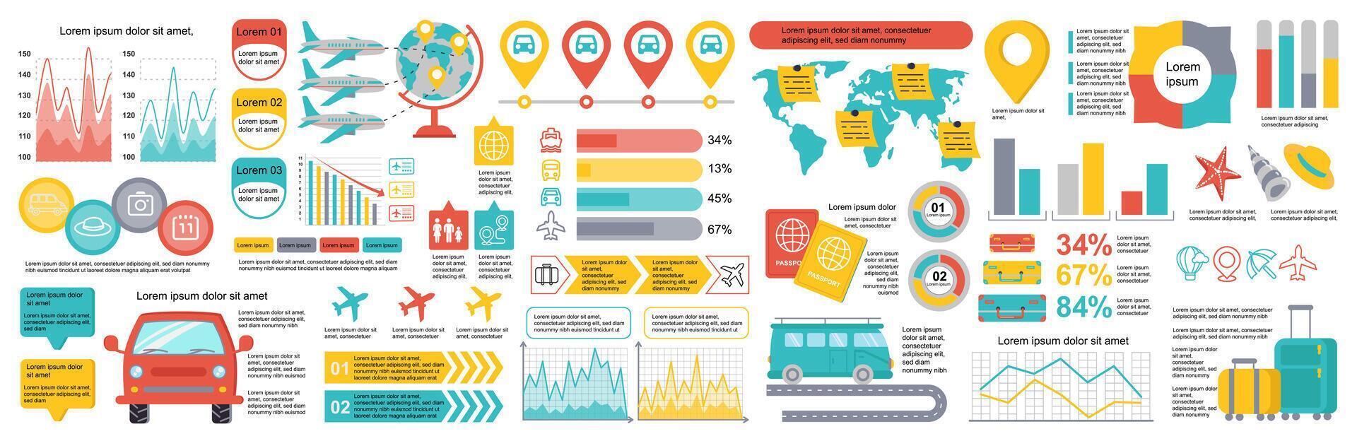 mega reeks van reizen infographic elementen gegevens visualisatie vector ontwerp sjabloon. kan worden gebruikt voor stappen, opties, bedrijf werkwijze, werkstroom, diagram, stroomschema, tijdlijn. bundel info grafiek.