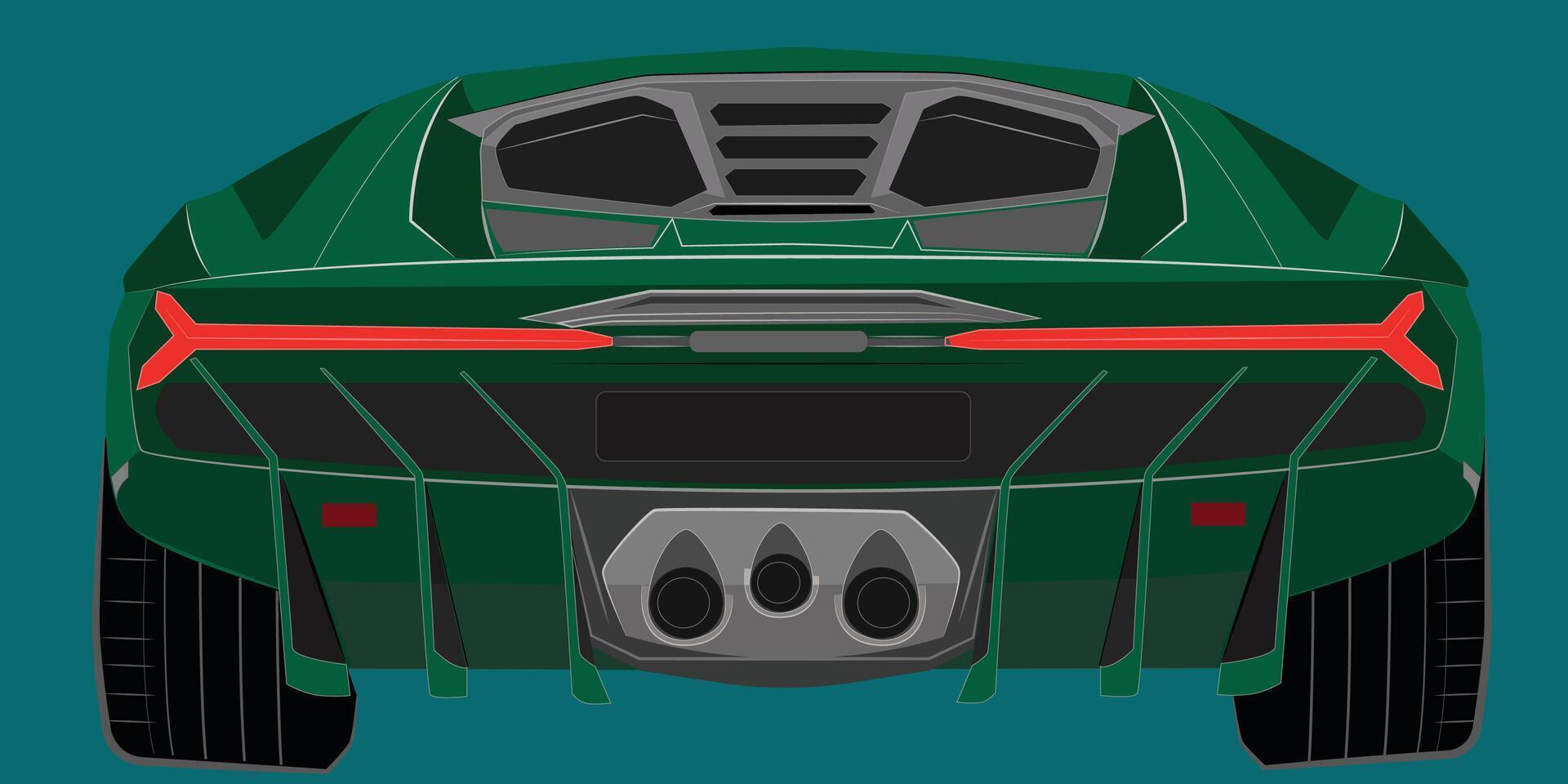 groen realistisch auto vector achterzijde visie modern racing auto vector illustratie geïsoleerd Aan groen vector auto logo t-shirt kunst auto poster vector sticker