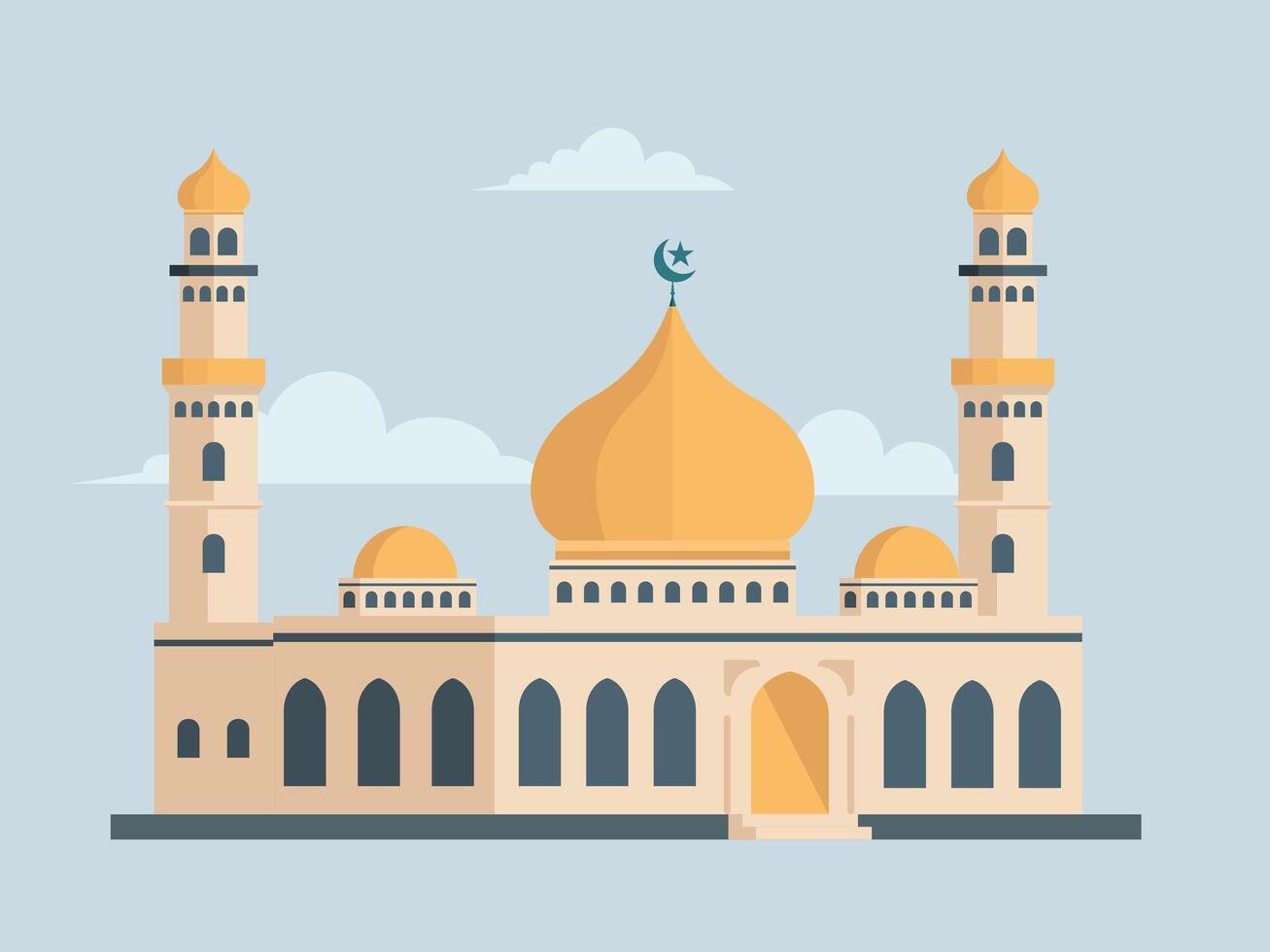 Islamitisch moskee gebouw. Ramadan groet kaart. mooi Islam tempel vector