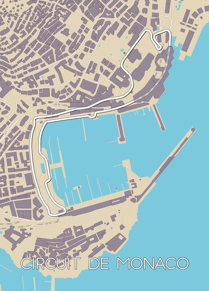 stroomkring de Monaco bijhouden kaart poster vector